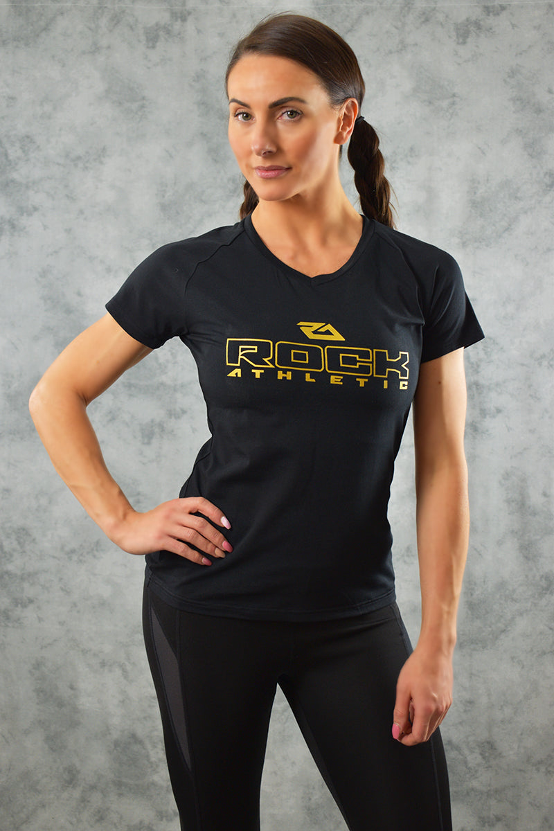 COOL COTTON V NECK T SHIRT - BLACK