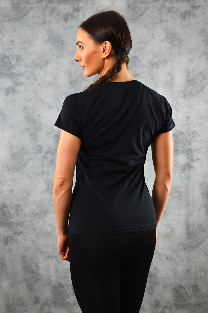 COOL COTTON V NECK T SHIRT - BLACK