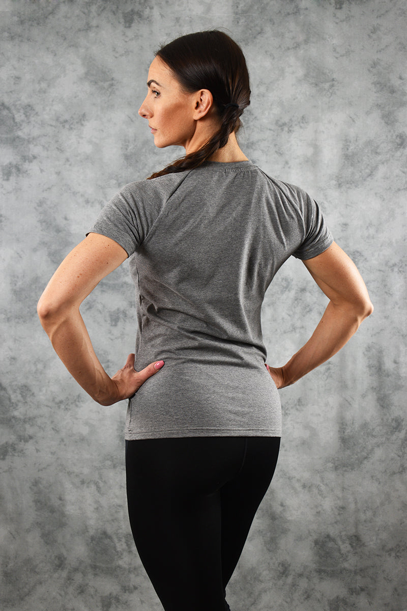 COOL COTTON V NECK T SHIRT - GREY