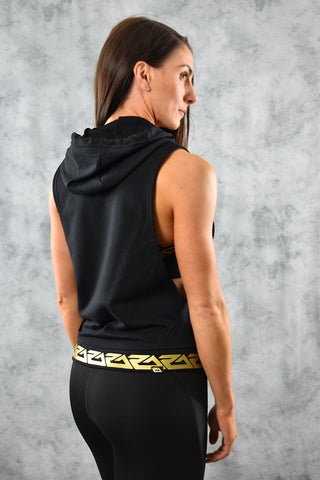 SIDE SLASH HOODIE - BLACK