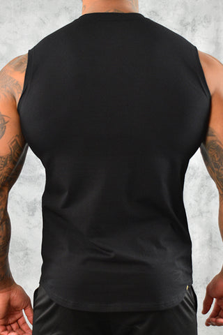 COOL COTTON SLEEVELESS T SHIRT - BLACK