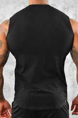 COOL COTTON SLEEVELESS T SHIRT - BLACK
