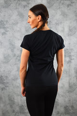 COOL COTTON V NECK T SHIRT - BLACK